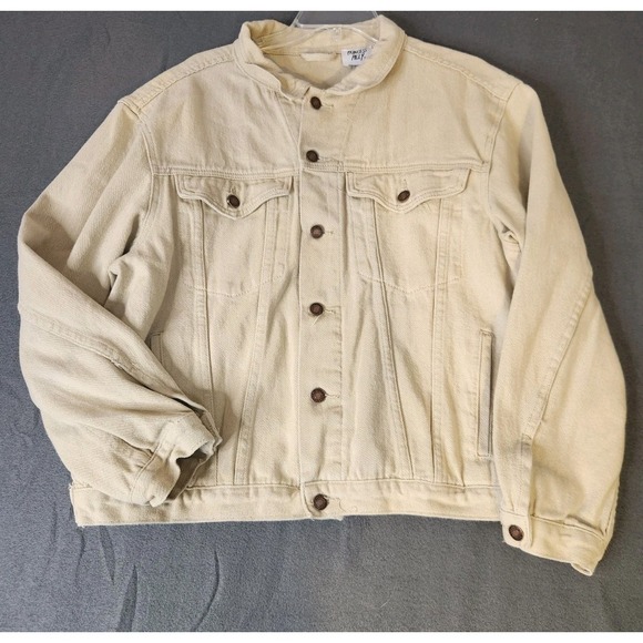Princess Polly Women's WESTERN TRUCKER DENIM JACKET Beige Tan Oversize Size M/L - Picture 1 of 7